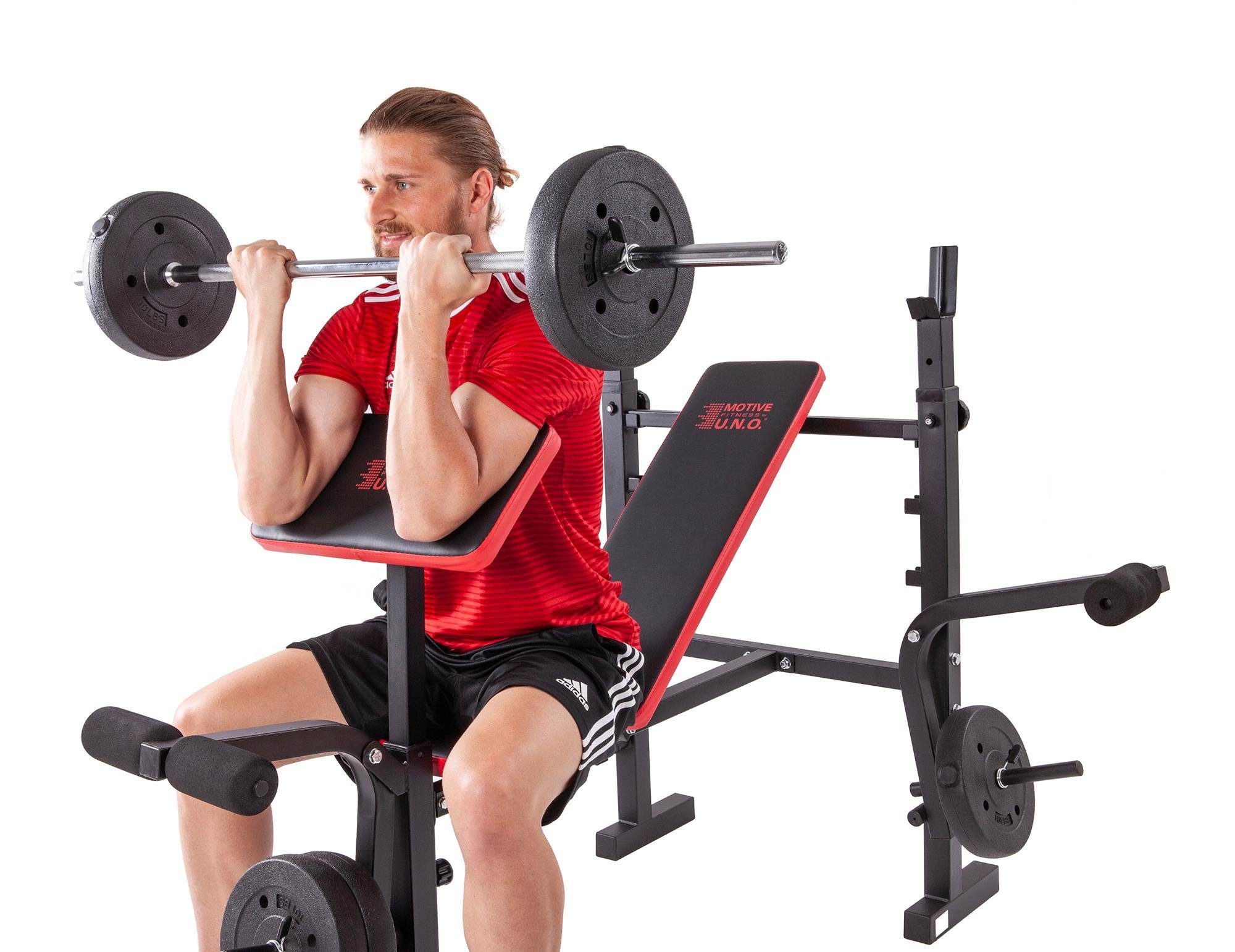 MOTIVE FITNESS BY U.N.O. Hantelbank Bronx (Set, mit Langhantelstange)