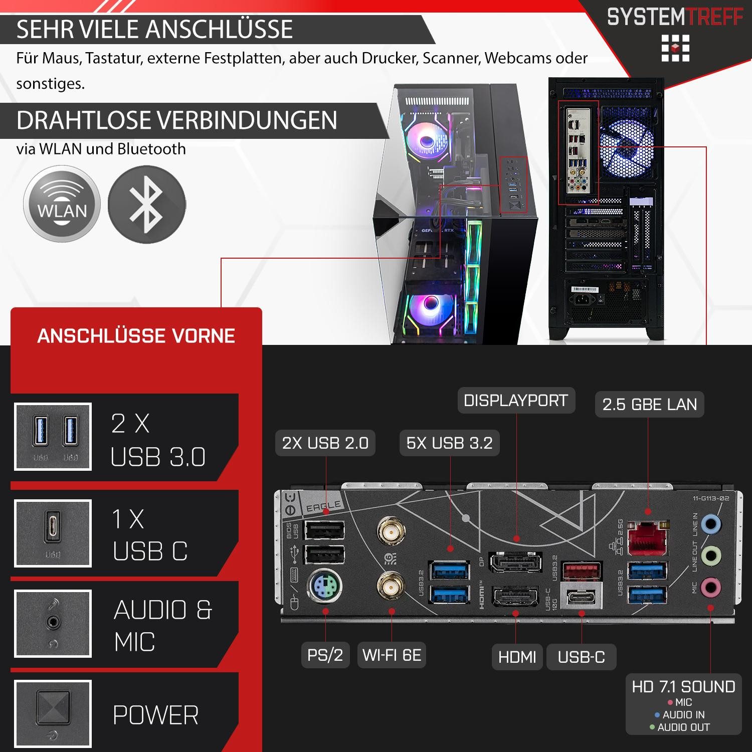 SYSTEMTREFF Intel Core i9-14900KF mit Nvidia GeForce RTX 5070 12GB Gaming-PC-Komplettsystem