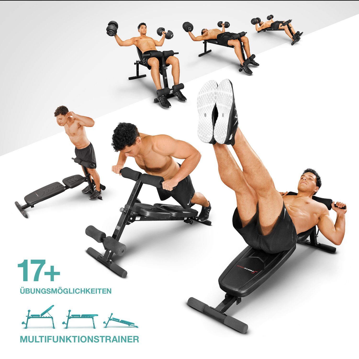 SPORTSTECH Hantelbank BRT500 8in1 Multifunktion, Easy-Folding-System