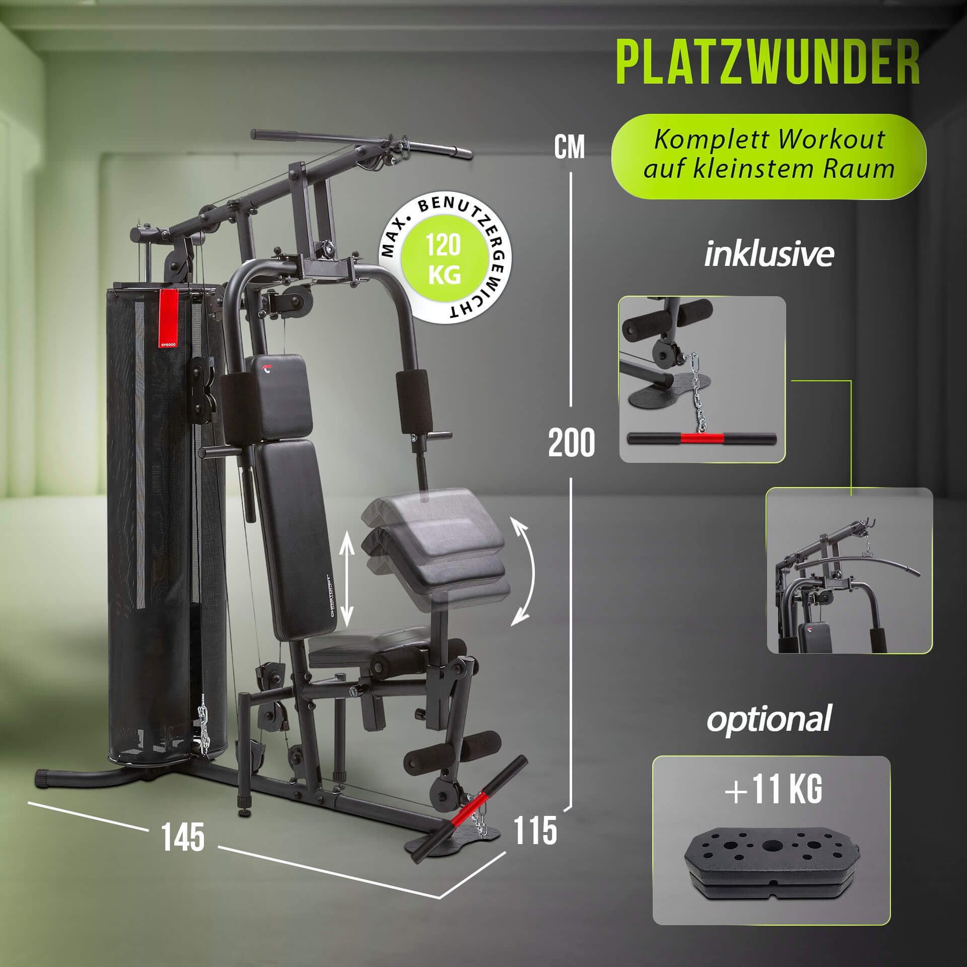 CHRISTOPEIT SPORT® Kraftstation SP 2000 max. Benutzergewicht 120 kg, max. Trainingsgewicht 56 kg