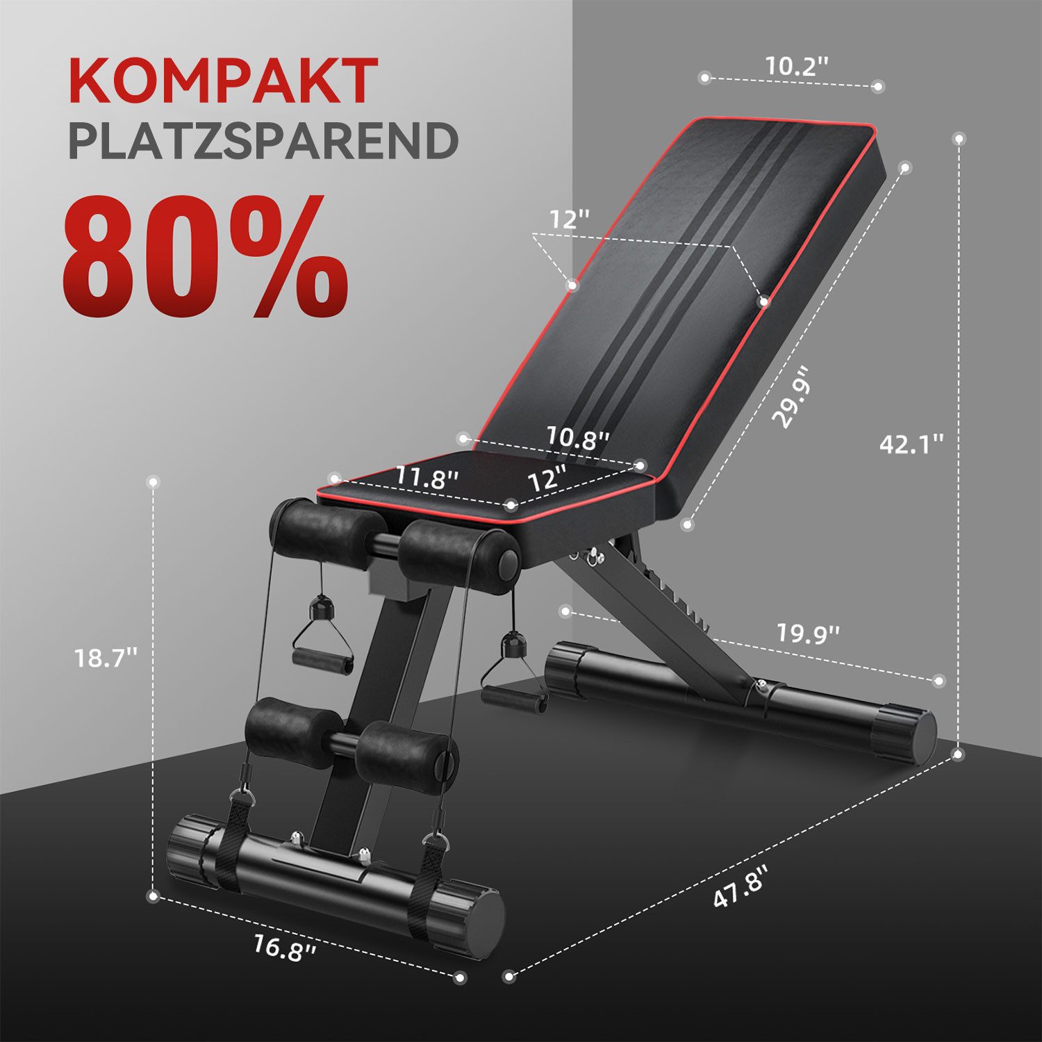 TOTEBOX Hantelbank 6-Fach Verstellbarer Multifunktion Training Klappbare Schrägbank
