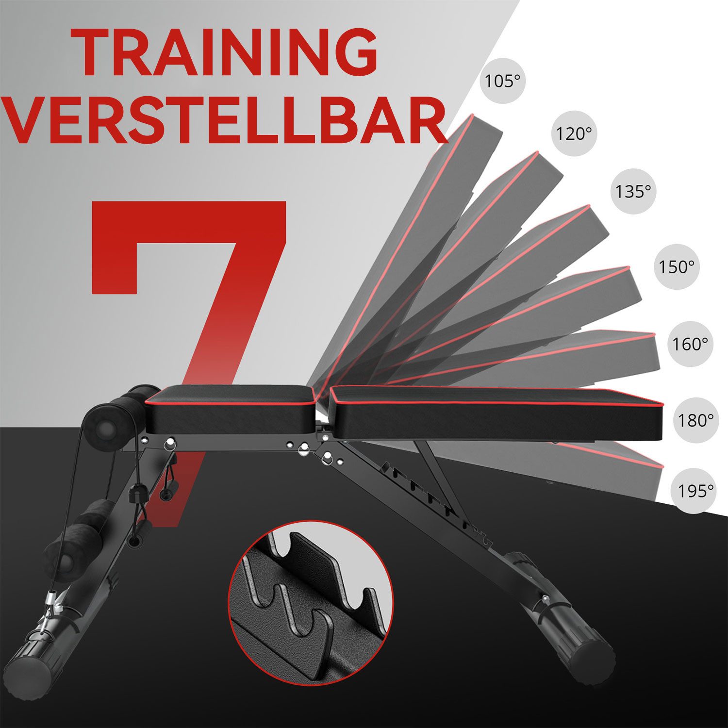 TOTEBOX Hantelbank 6-Fach Verstellbarer Multifunktion Training Klappbare Schrägbank