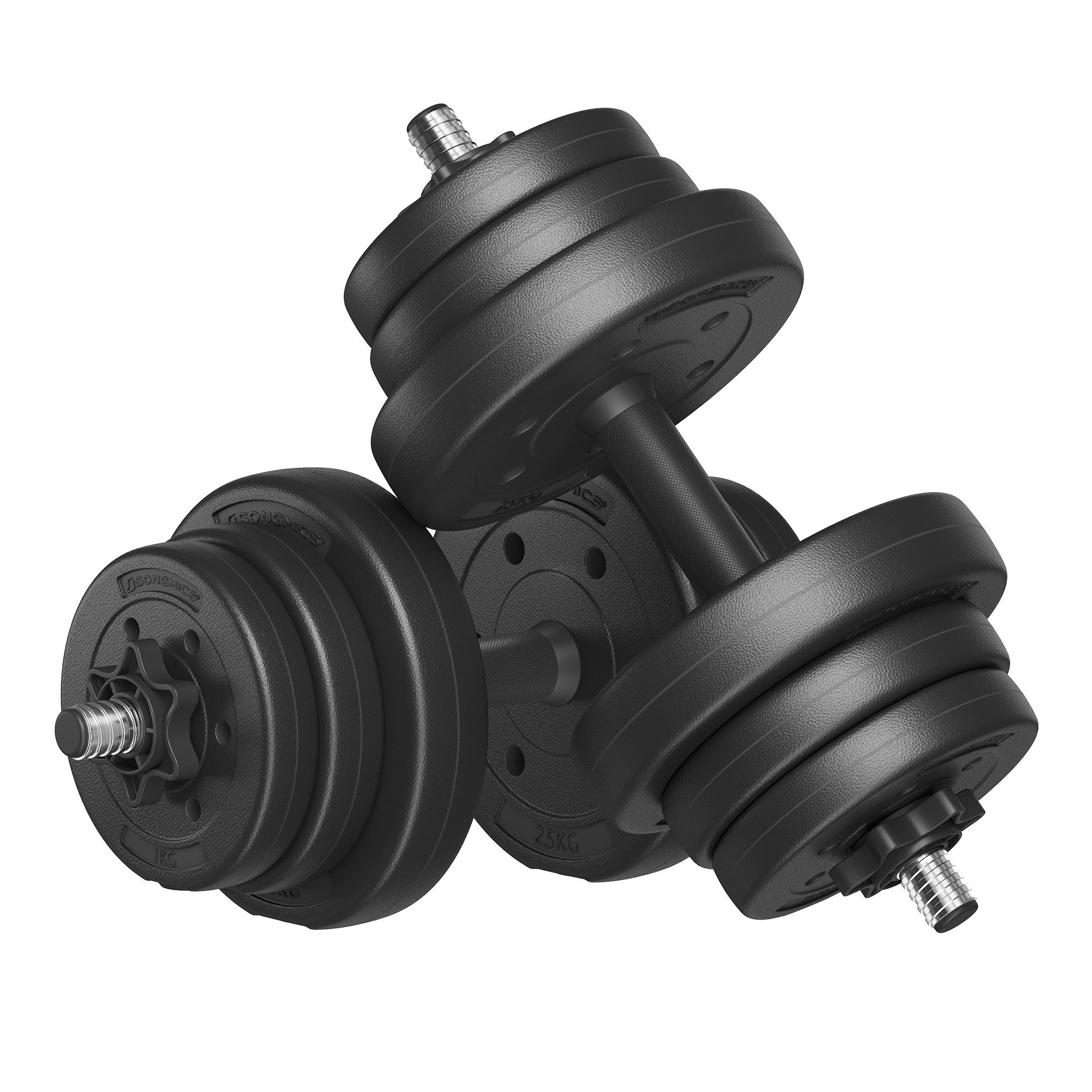 SONGMICS Hantel-Set 2-in-1-Kurzhantel, 2x10/15 kg, für Zuhause, 1 Paar