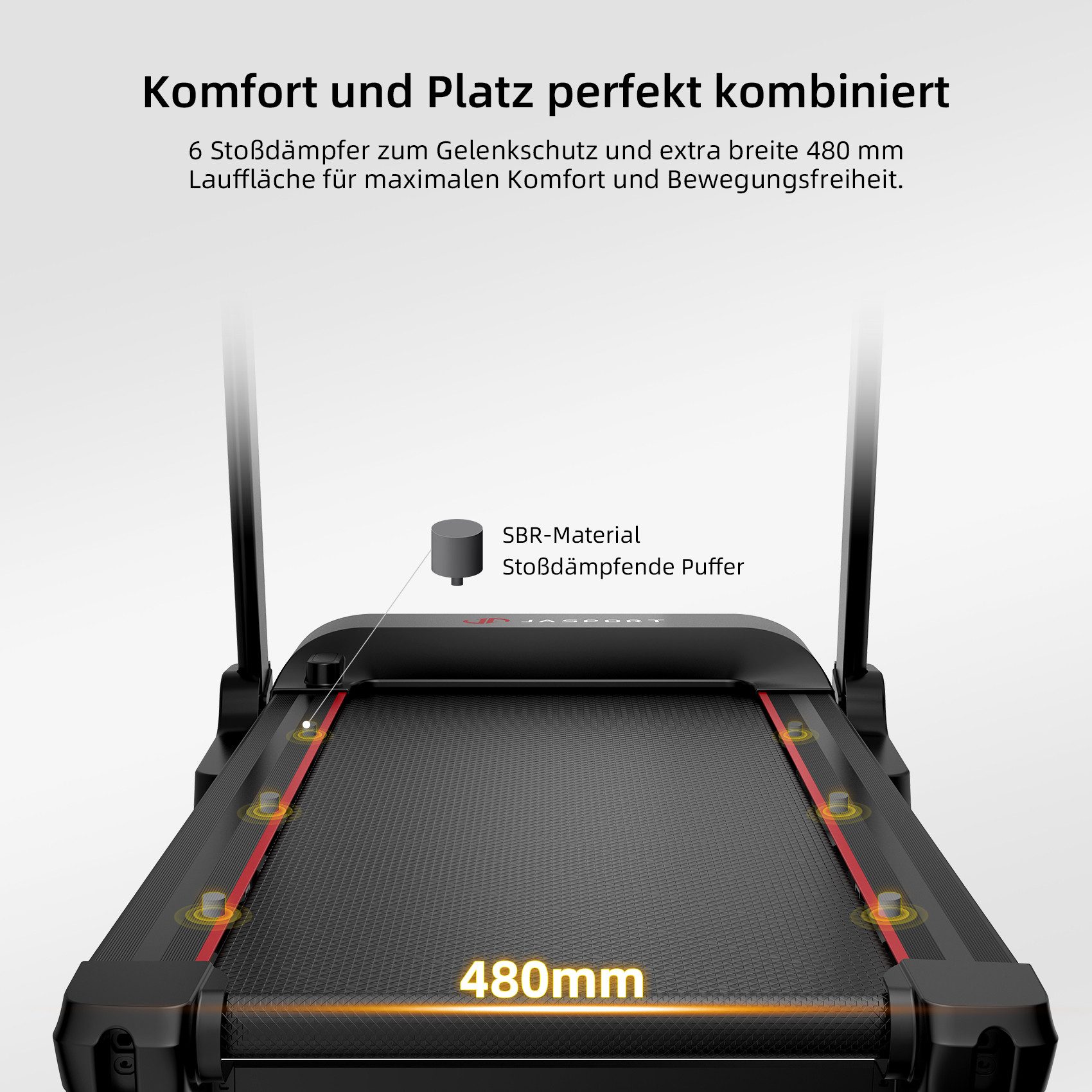 JASPORT Laufband L3 – Heimtrainer mit Steigung Bluetooth-Kinomap&Zwift, 4PS,bis 20km/h, 18% Steigungswinkel,bis 120kg