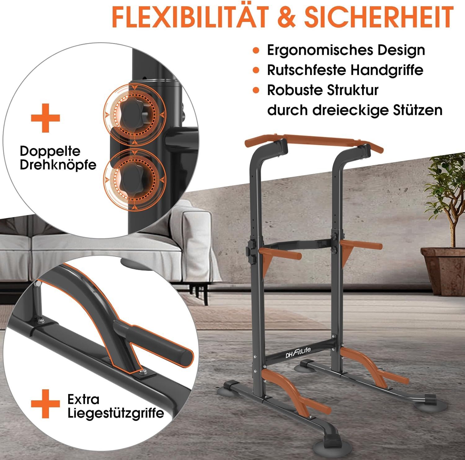 DH FITLIFE Kraftstation Power Tower Dip Station Power Rack for Home Gym. Krafttraining für Zuhause