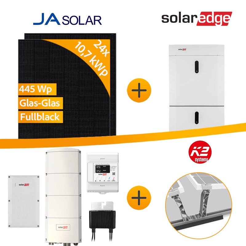 Photovoltaikkomplettanlage Flachdachhaus mit Speicher