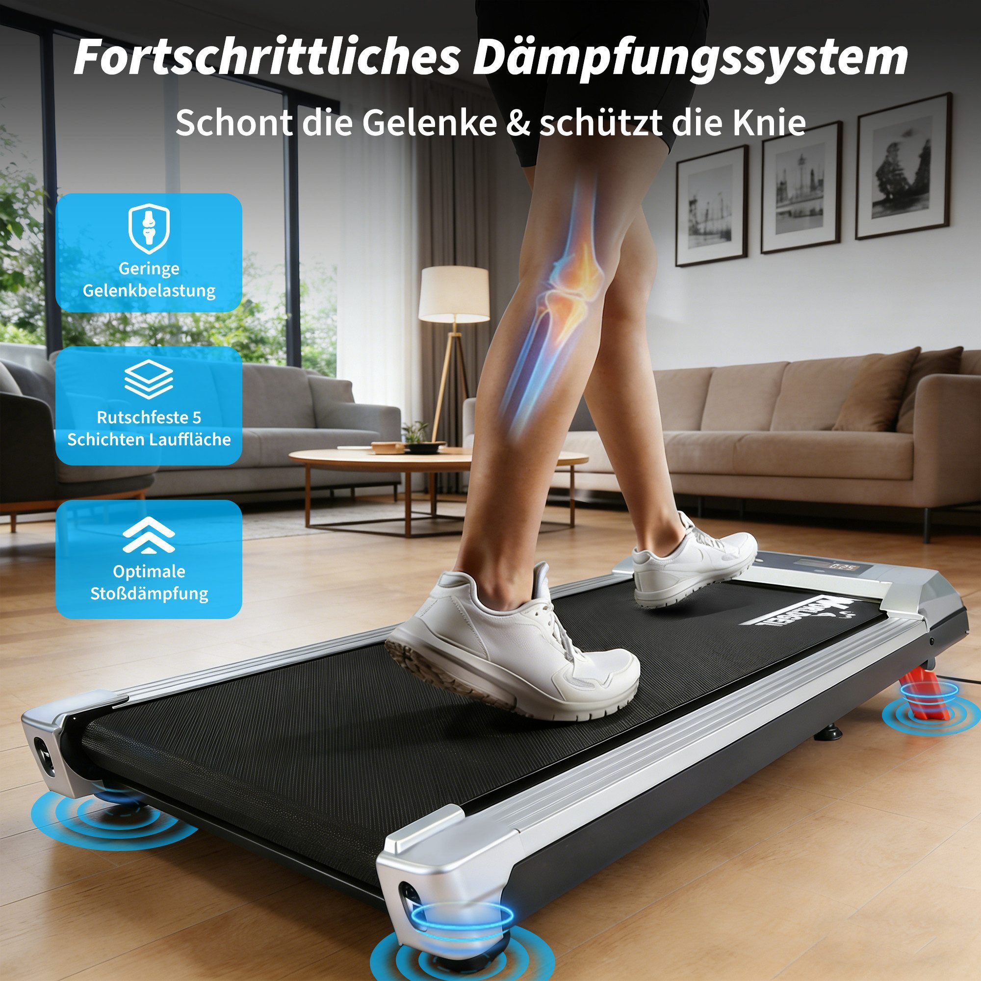 NETTLIFE Laufband klappbar Zuhause Leise Treadmill LED Anzeige Fembedienung Walking Pad (Ohne Armlehnen), LED-Anzeige