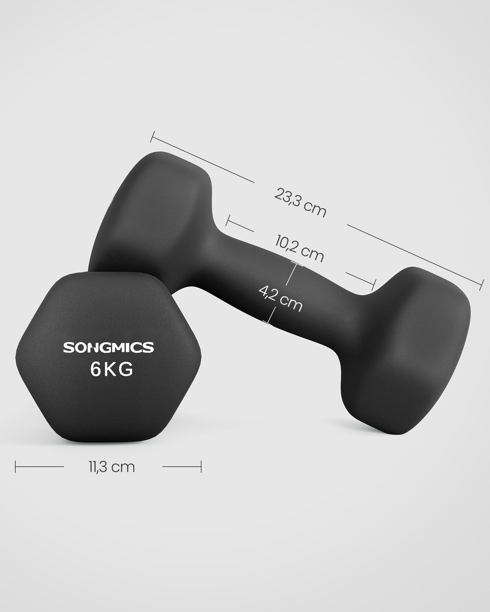 SONGMICS Hantel-Set 2er Set Kurzhanteln, Hexagon, Neopren-Beschichtung Krafttraining, Workout, Fitnesstraining, für Zuhause