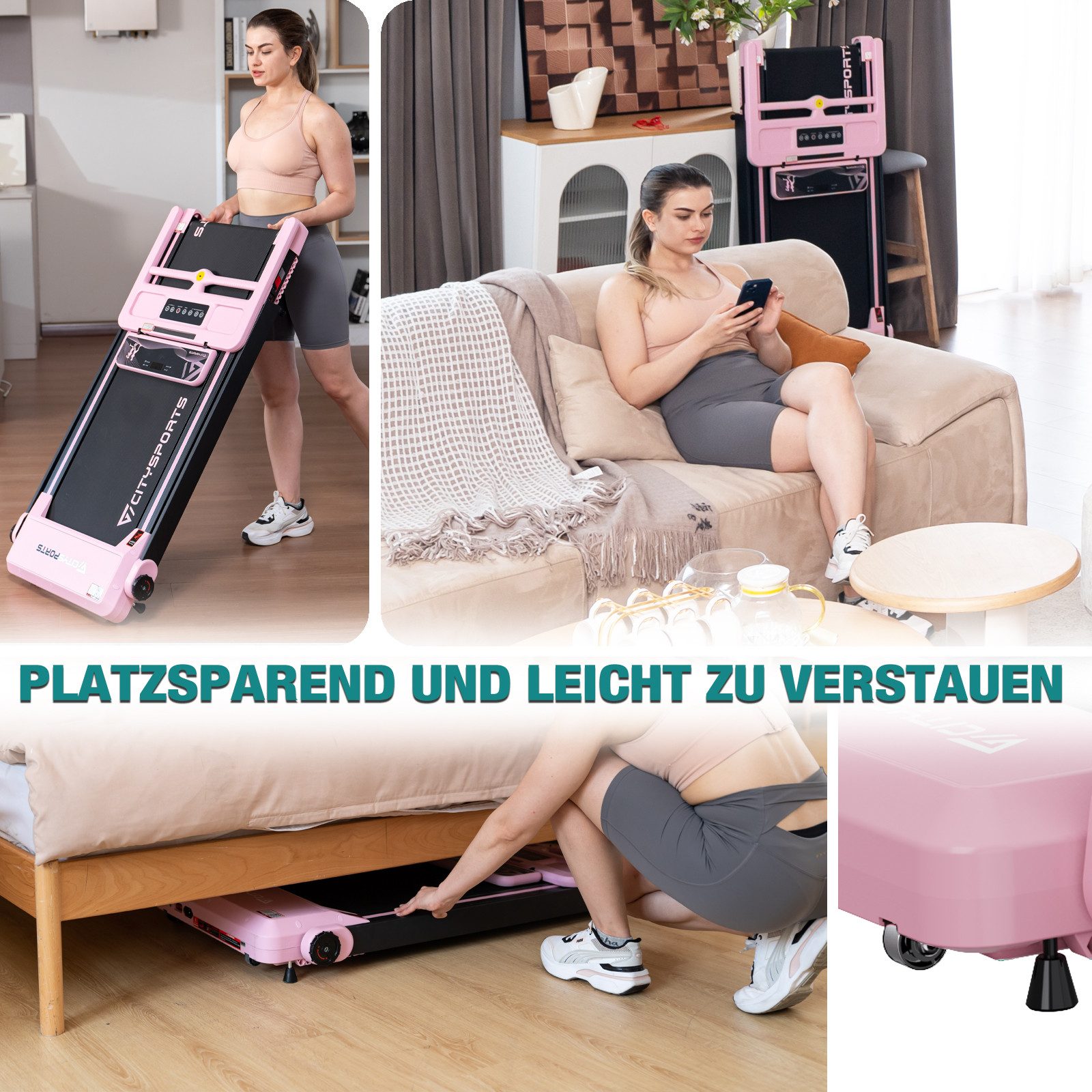 CITYSPORTS Laufband WP9 (Mit toolkit, Schmiermittel), Klappbares Laufband bis 12 km/h mit APP walking jogging pad