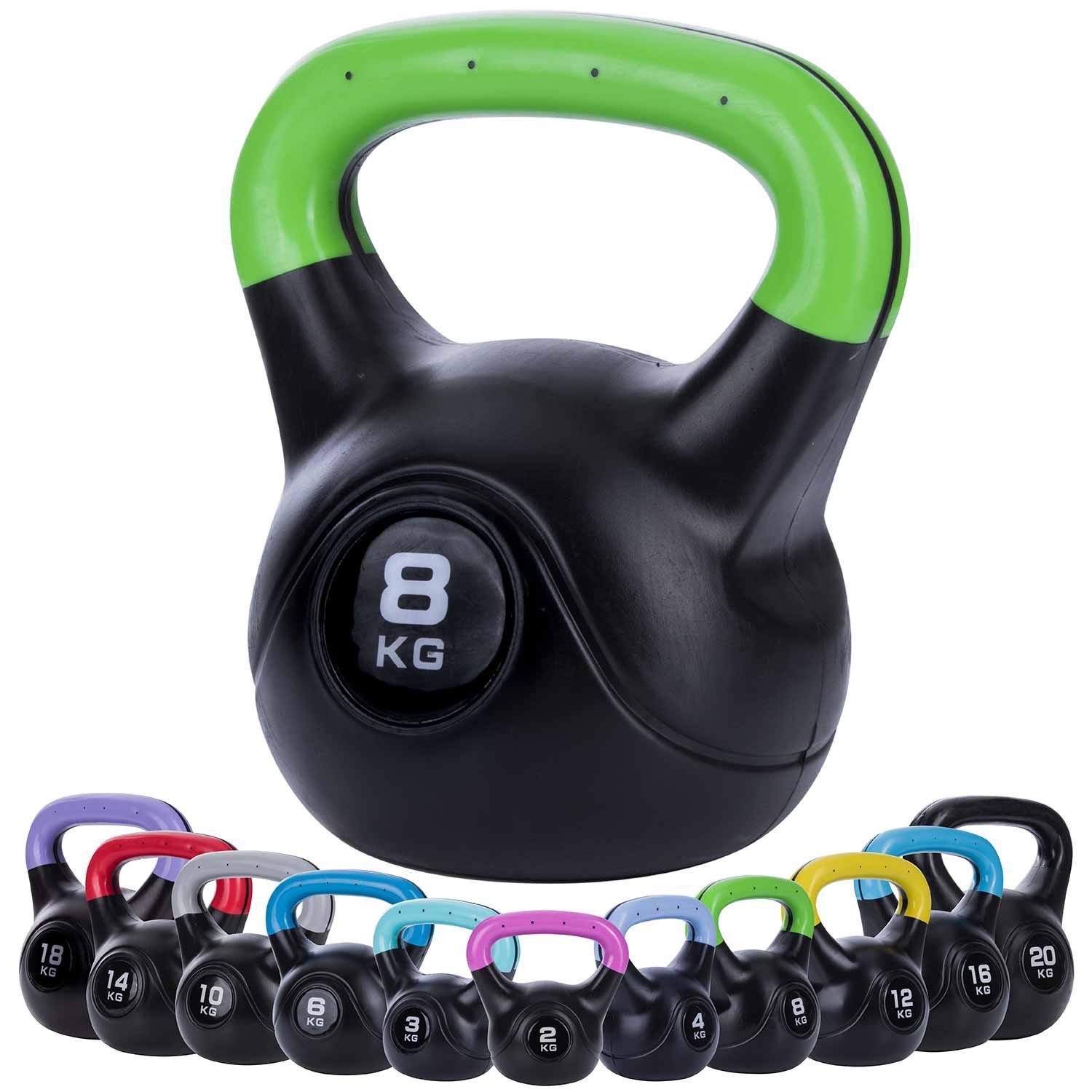 BODY & MIND Kettlebell Body & Mind Kettlebell 2–20 kg – Profi Kettlebell mit Kunststoffmantel (Profi Schwunghantel), Kraftraining Workout Gewicht (8 kg)