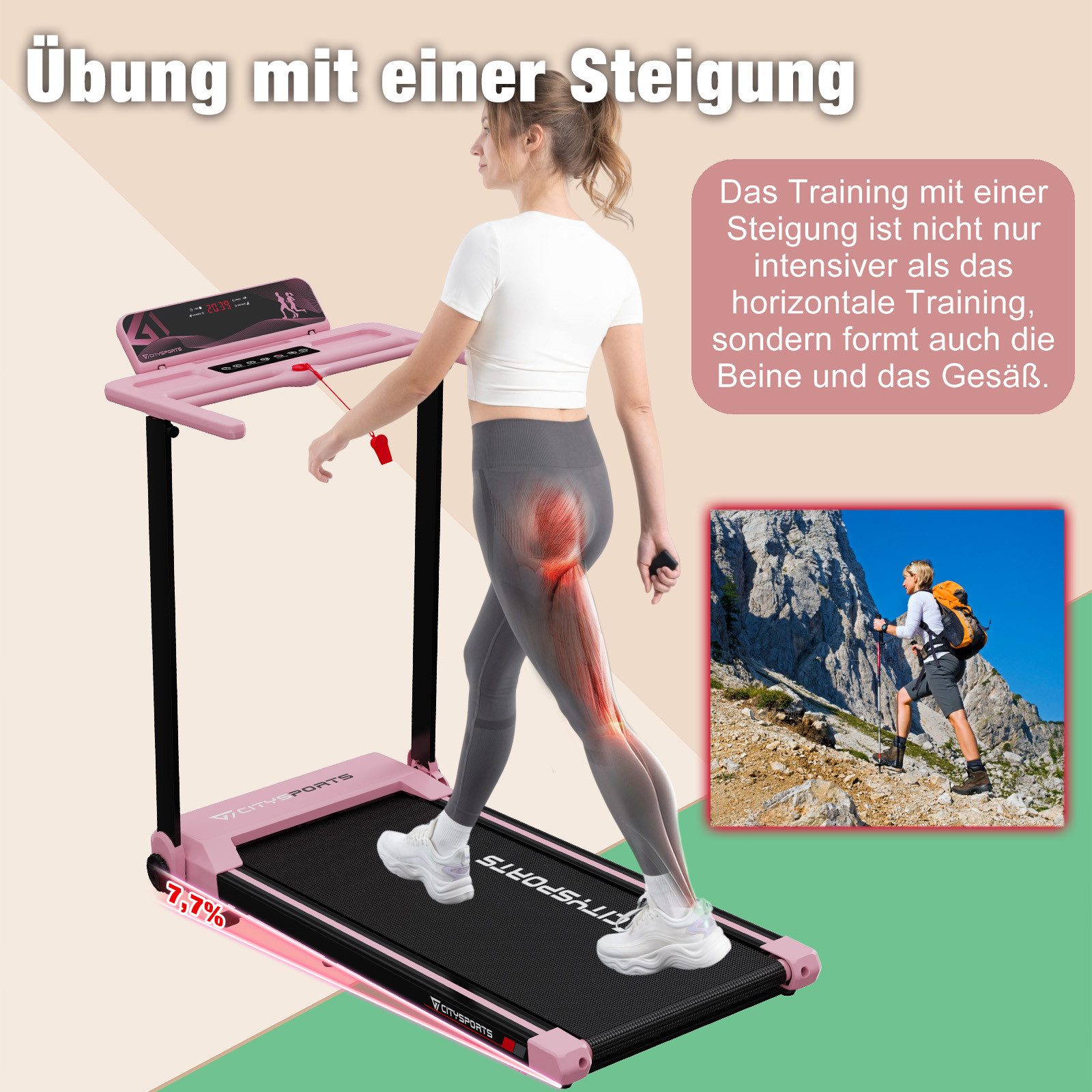 CITYSPORTS Laufband WP9 (Mit toolkit, Schmiermittel), Klappbares Laufband bis 12 km/h mit APP walking jogging pad