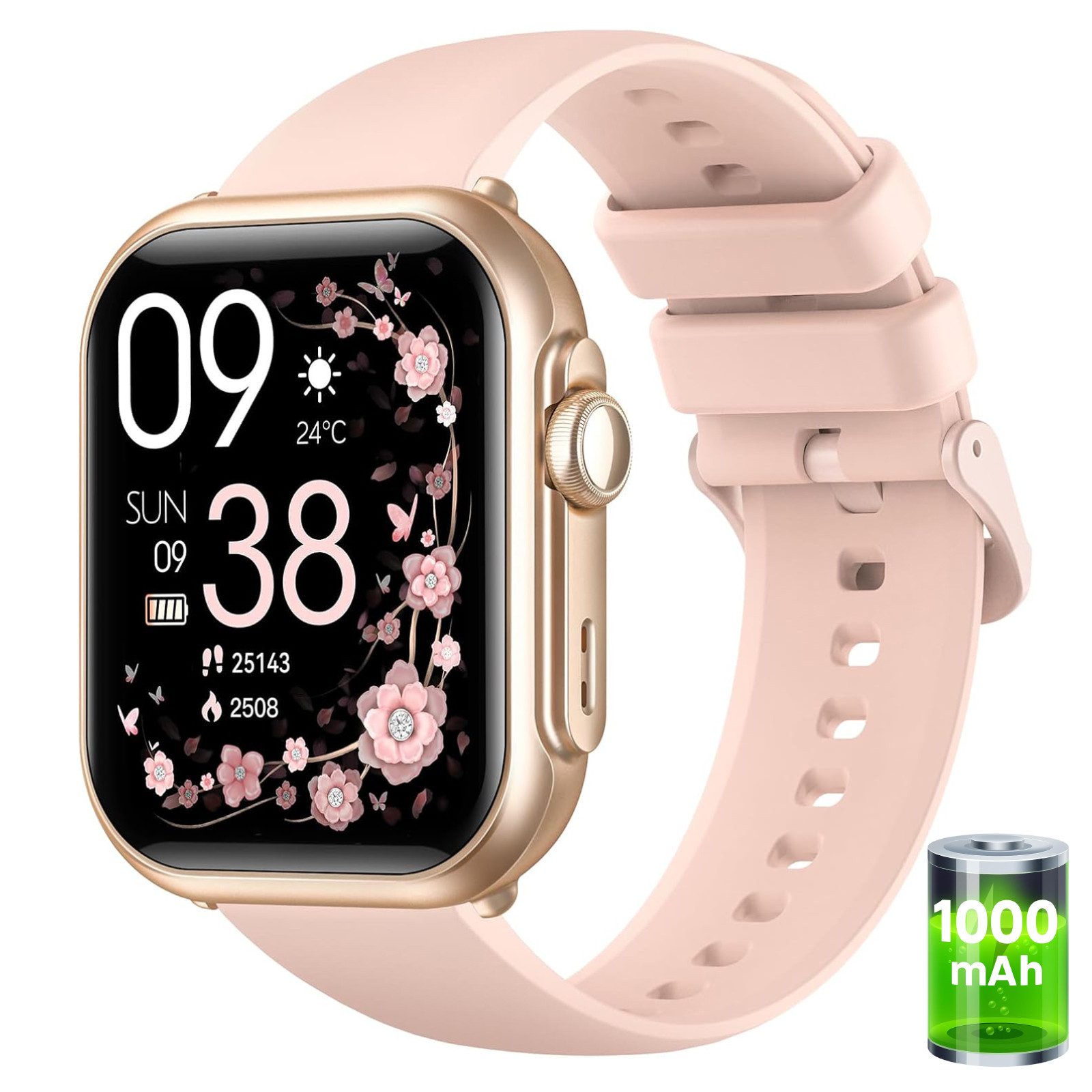 FOSMET 2026 1000mAh Akku Smartwatch Herren Damen 1.83 " AMOLED Display Smartwatch (4.65 cm), Herzfrequenz-/Blutdruck-/SpO2-/Schlafüberwachung für Android und iOS