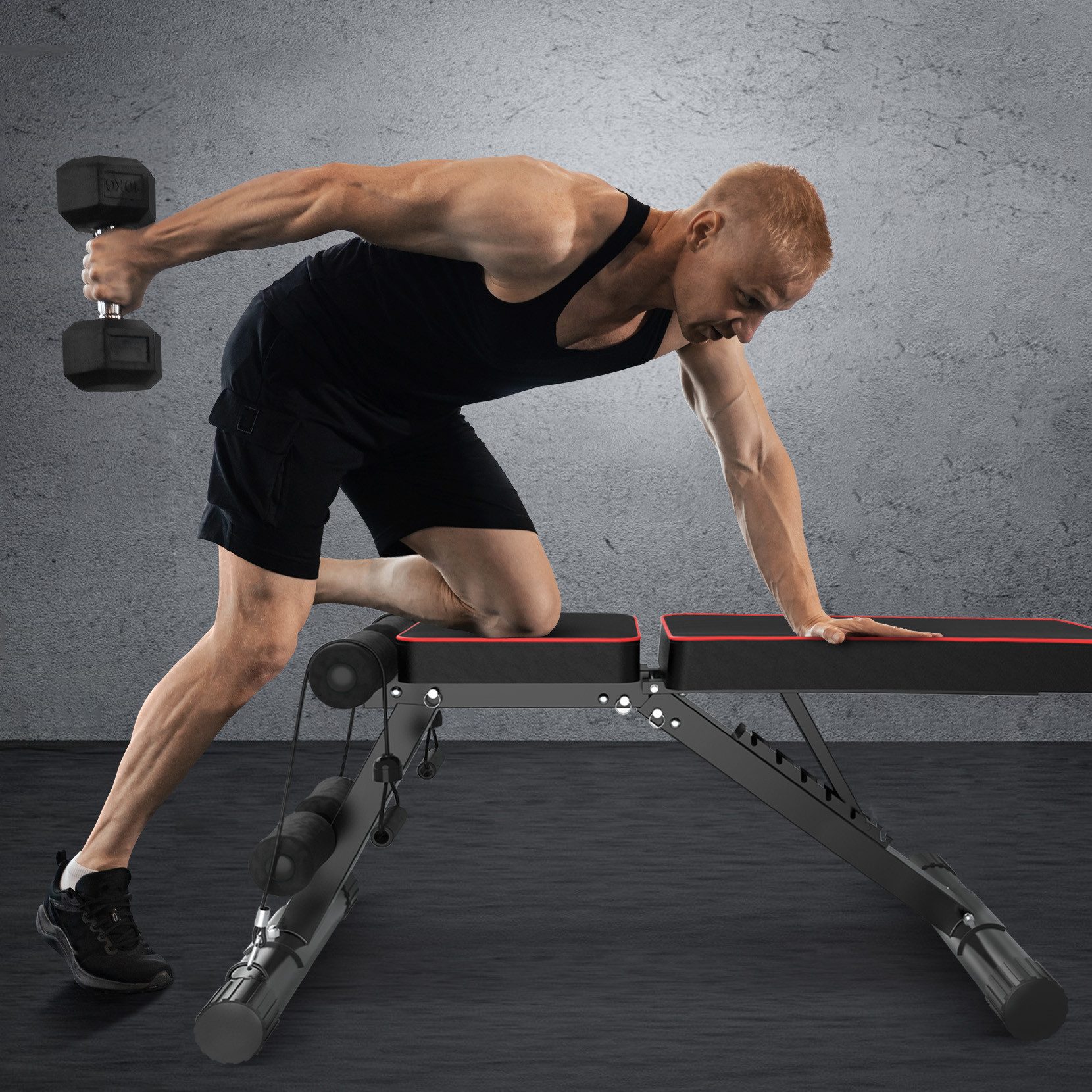 TOTEBOX Hantelbank 6-Fach Verstellbarer Multifunktion Training Klappbare Schrägbank