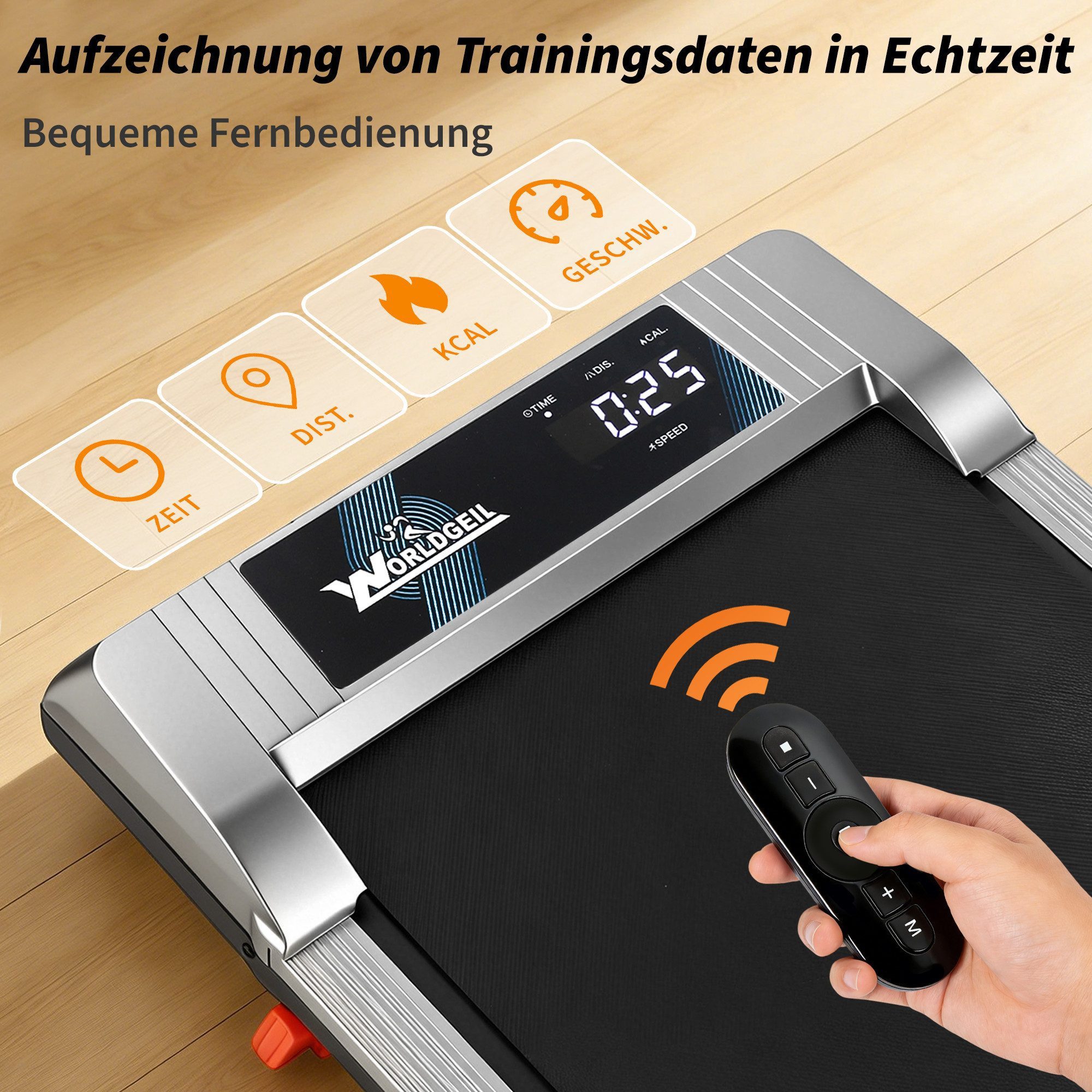NETTLIFE Laufband klappbar Zuhause Leise Treadmill LED Anzeige Fembedienung Walking Pad (Ohne Armlehnen), LED-Anzeige