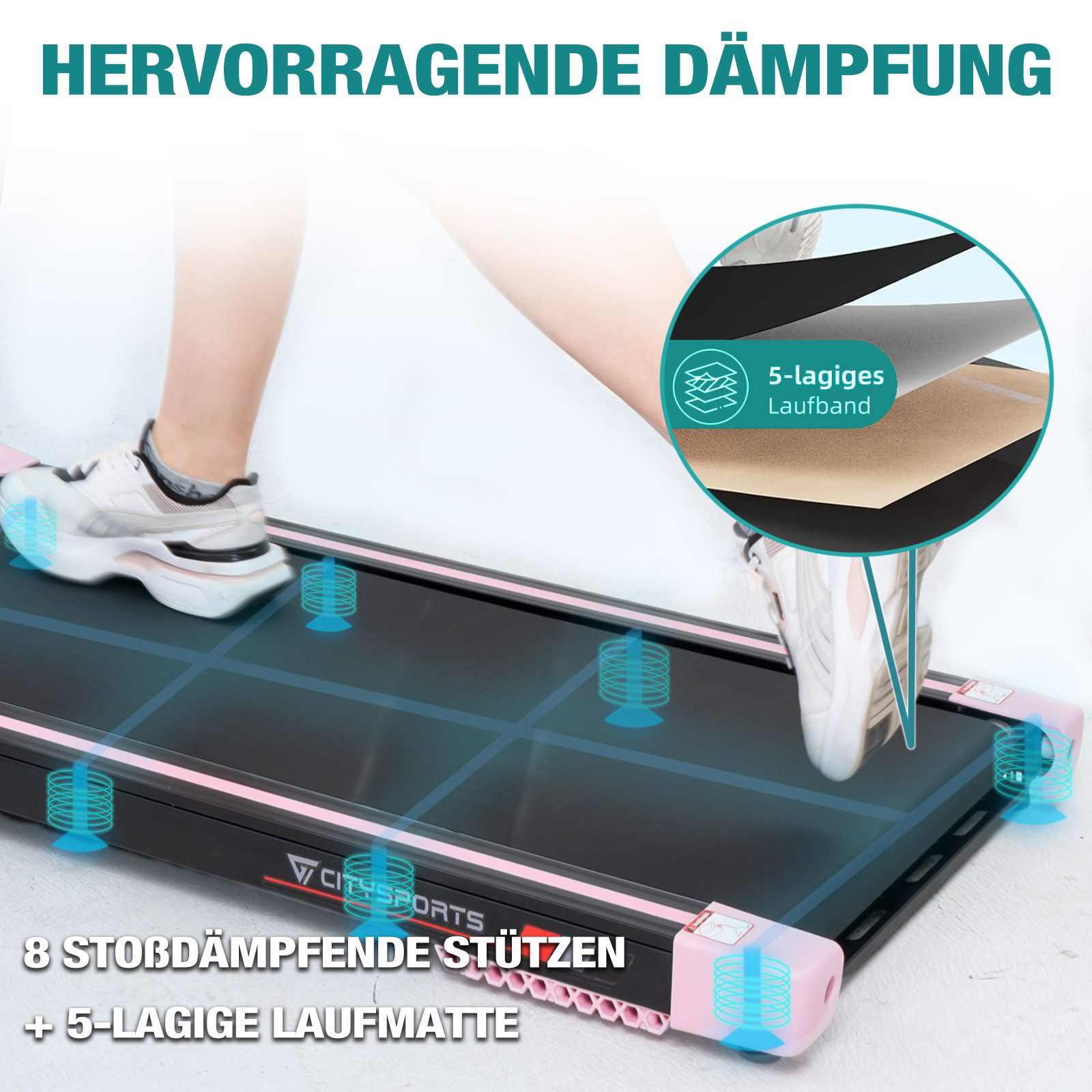 CITYSPORTS Laufband WP9 (Mit toolkit, Schmiermittel), Klappbares Laufband bis 12 km/h mit APP walking jogging pad