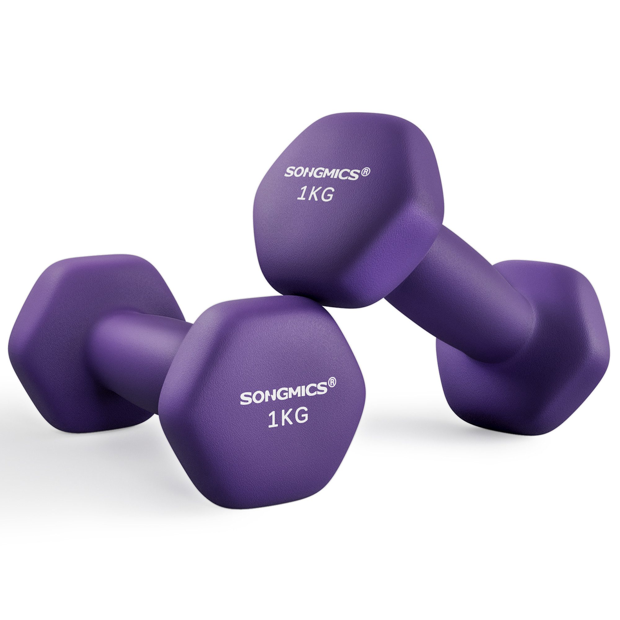 SONGMICS Kurzhantel Hanteln (2er Set Neopren-Beschichtung, Hantelset, Kurzhanteln, Hexagon), 1KG-2KG-3KG-4KG-5KG Krafttraining, Workout, Fitnesstraining