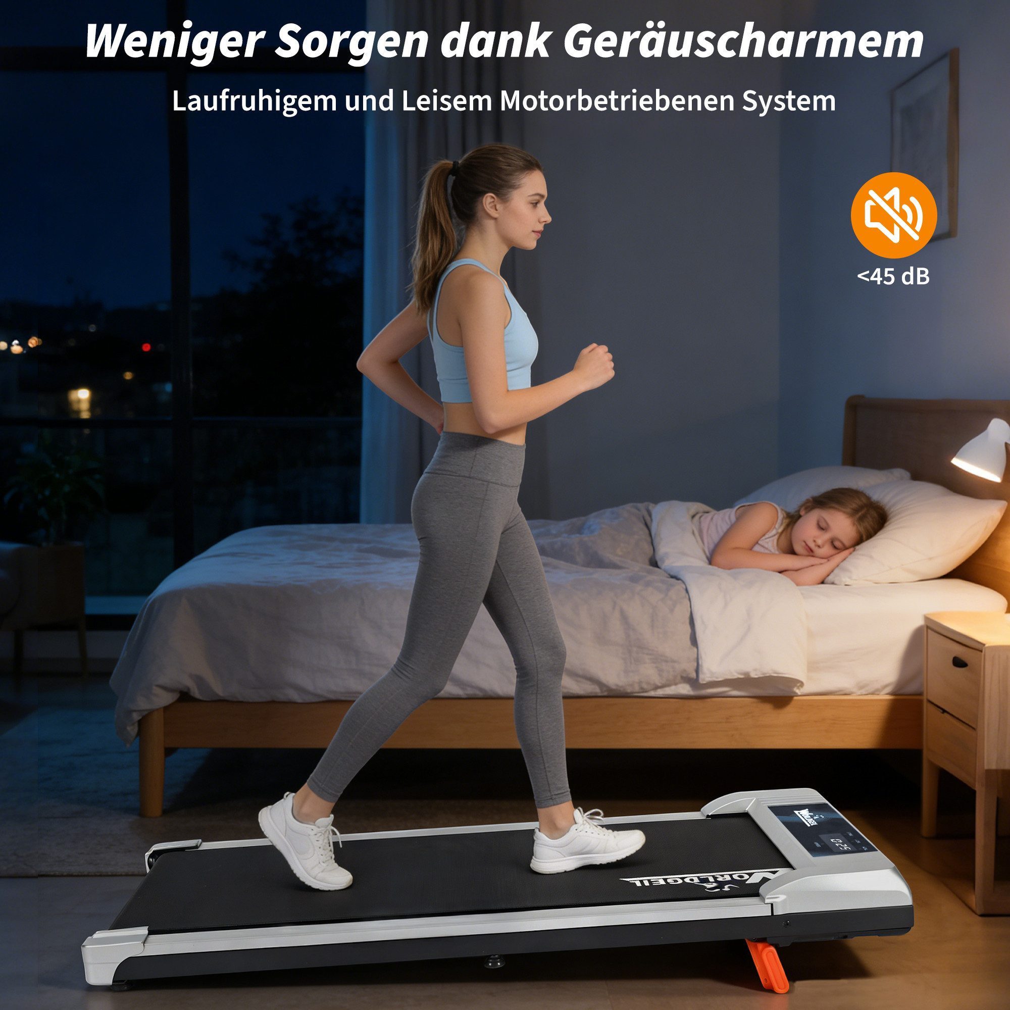 NETTLIFE Laufband klappbar Zuhause Leise Treadmill LED Anzeige Fembedienung Walking Pad (Ohne Armlehnen), LED-Anzeige