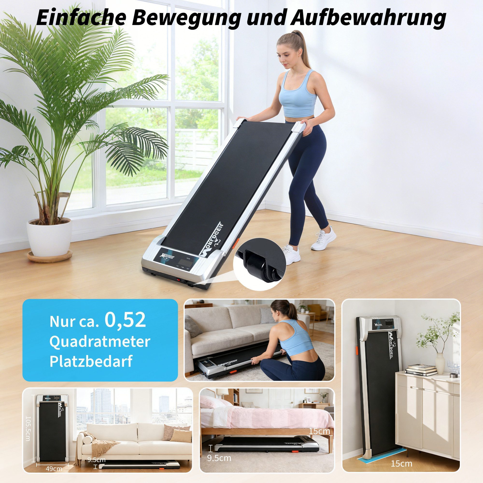 NETTLIFE Laufband klappbar Zuhause Leise Treadmill LED Anzeige Fembedienung Walking Pad (Ohne Armlehnen), LED-Anzeige