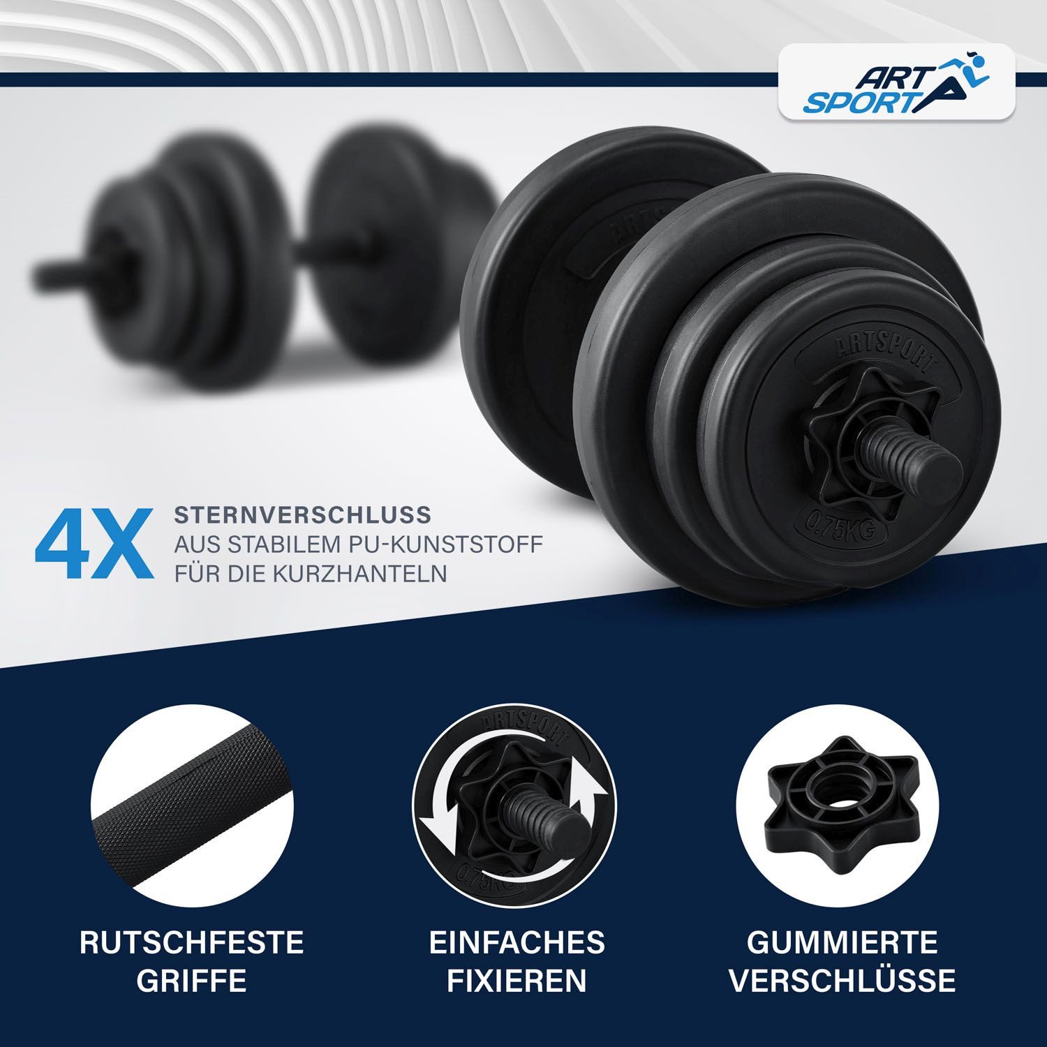 ARTSPORT Hantel-Set 2er Hantelset mit 2 Kurzhanteln und Sternverschlüssen